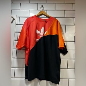 Mens Adidas Originals Logo Oversized Relaxed Fit Colorblock T-Shirt